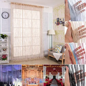 

Silver/Black/Champagne Color/Rainbow Color Tassel Hanging String Door Curtain Partition Divider Windows Decoration