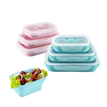 

3Pcs Silicone Lunch Box Bento Set School Kids Children Food Prep Container Sandwich Salad Storage Eco-Friendly 1000ml Lunchbox