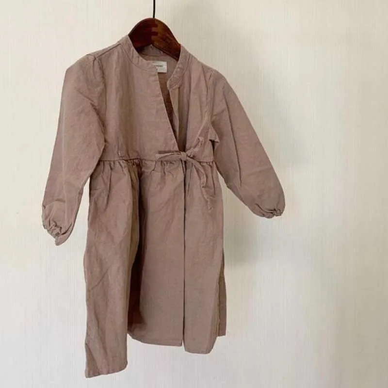 MILANCEL/ весеннее платье для девочек, льняные платья с длинными рукавами для девочек, стильная одежда для девочек