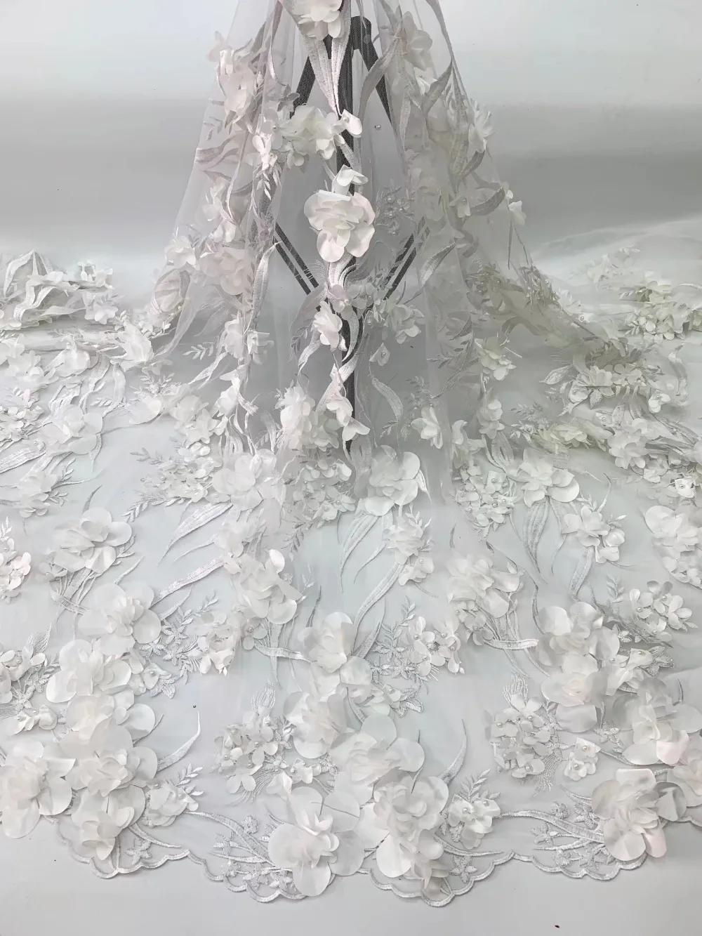 Madison стиль французская Сетка кружевная ткань 3D цветок африканская Тюлевая сетчатая кружевная ткань высокого качества африканская кружевная ткань