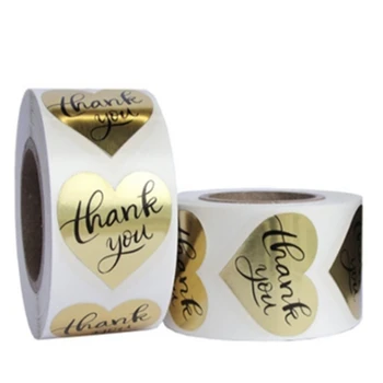 

500 Pieces / Roll Circular Kraft Paper Thanks Sticker Seal Label Christmas Decoration Stationery Sticker