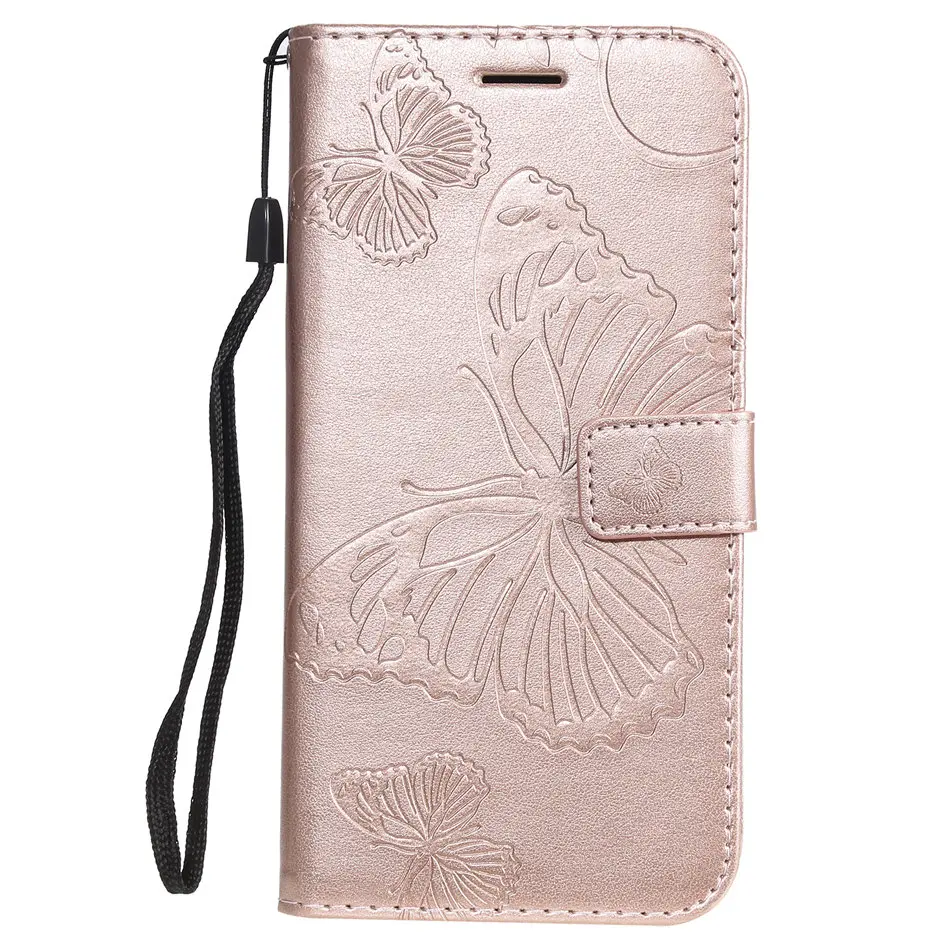 Rose Gold 3D бабочка чехол для телефона для samsung Galaxy A6 A8 плюс A7 A9 M10 M40 A10 A20 E A40 A50 A60 A70 A80 бумажник Особенности Coque P06F - Цвет: Rose Gold