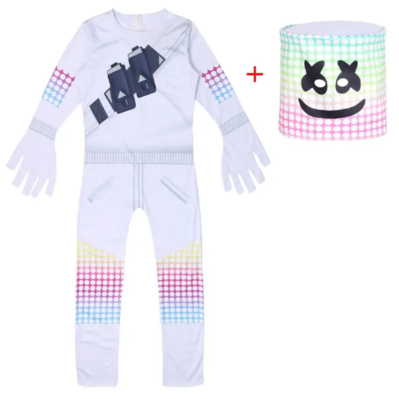 

DJ Smiley Face Mask Kids Jumpsuit Game Battle Royale DJ Smiley Cosplay Costume Halloween Masquerade Costumes For Kids Bodysuit