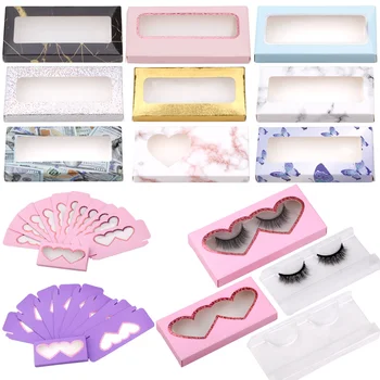 

Wholesale 50/100Pcs Eyelash Packing Box Empty Carton Paper Packing Box 25mm Long Eyelash Packaging Lash Boxes Cases Eyelash Tray