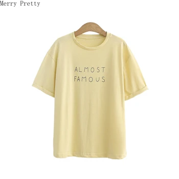 

Ulzzang Letters Print Summer T-shirt Korean Style Round Neck Women Cotton T-Shirts Loose Ins Tops Casual Camisetas Mujer