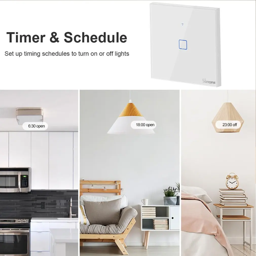 T0/T1/T2/T3 EU PLUG TX Wifi Touch Wall Light Wireless Switch Smart Home 1/2/3 Gang Voice/APP Remote Control With Alexa Google