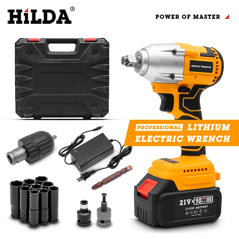 cheap!!!- HILDA Electric Impact Wrench 21V Brushless Wrench Socket Hand
Drill Installation Electric Screwdriver Power Tools