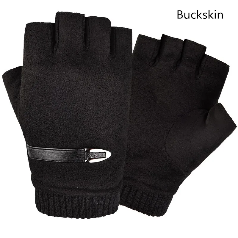 black05 Новинка, черные перчатки, перчатки без пальцев, guantes sin dedos, мужские перчатки без пальцев, guantes de cuero hombre, мужские зимние перчатки - Цвет: black05
