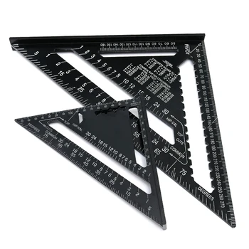 

7/12 inch Triangle Angle Ruler Protractor Trammel Woodworking Measurement Tool Quick Read Aluminum Alloy Speed Square Metric