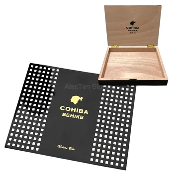 

COHIBA High Grade Elegant BEHIKE 54 56 Black Finish Cedar Wood Cigar Humidor Outdoor With Velvet Bag Gift Box