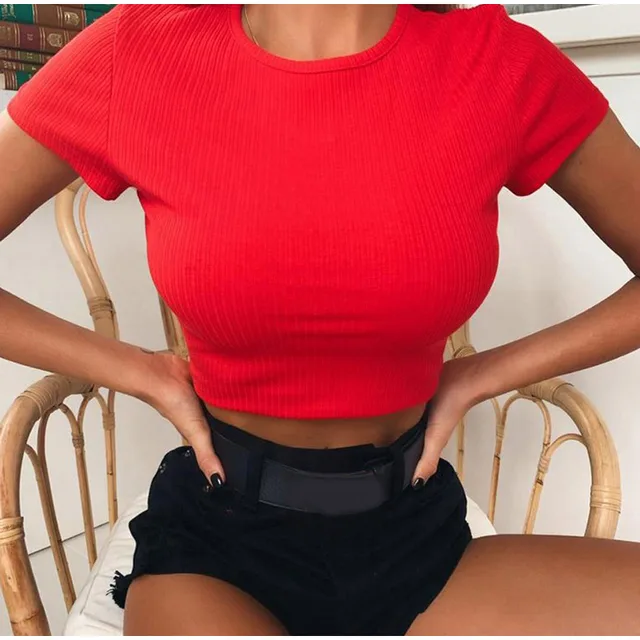 neon red crop top