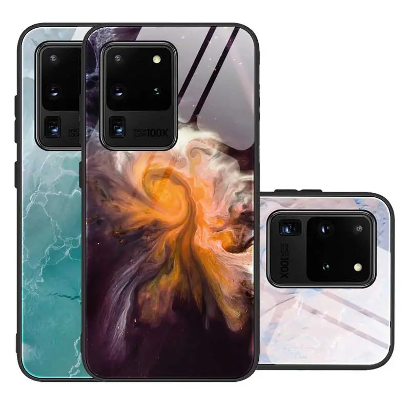 

Case For Samsung S20 Ultra Tempered Glass Case For Samsung Galaxy S20 Ultra Ultra Thin Marble Mirror Protection Back Cover 6.9"