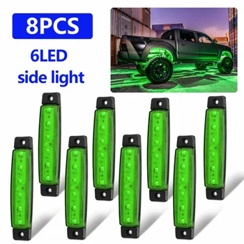 

8 Pcs Car Styling Green 12V/24V 6-LED Rock Light Side Lamp For JEEP Offroad Truck UTV Fog Light Waterproof And Dust Resistant