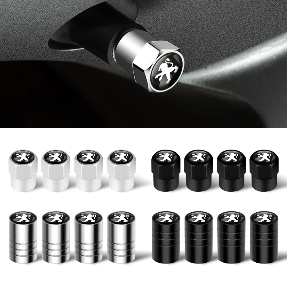 4pcs Metal Car Badges Wheel Tire Valve Caps Covers Auto Accessories For Peugeot 308 307 206 208 207 3008 508 407 2008 5008 406