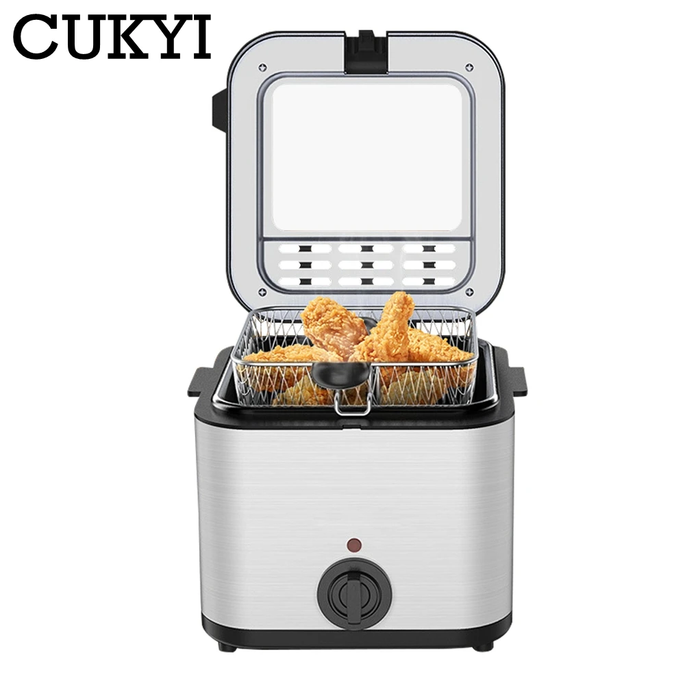 CUKYI Household/Commercial Electric Fryer 2.5L Frying Machine French Fries Maker Deep Oven Fried Chicken Grill BBQ Tool 110/220V