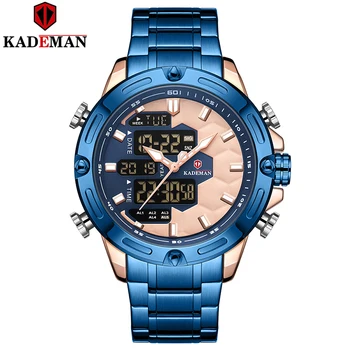 

Top Luxury Brand Men's Sport Watch Full Steel LED Dual Display Soccer Design Fashion Quartz Waterproof New Arrival