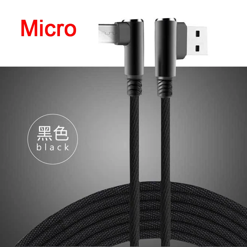 Тканевый USB кабель для iPhone Lighting mi cro type C OTG кабель для быстрой зарядки на samsung S9 Plus Xiaomi mi 9 Lite Honor 8X - Цвет: Micro Black