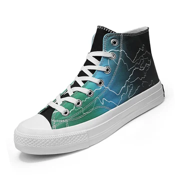 

New Casual Men's Vulcanize Shoes Sneakers Men Fashion Casual Colorful Canvas Sport Board Shoes Blue Yellow White High Top Shoes