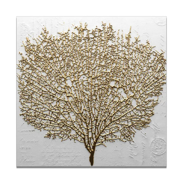 Circular Sun Tree Canvas Gold Foil Poster Art Print Wall Chic Picture Home Decor