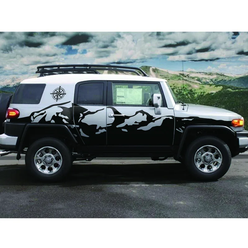 car sticker off road side body graphic vinyl sticker mountains hood sticker for toyota FJ CRUISER - Название цвета: side body