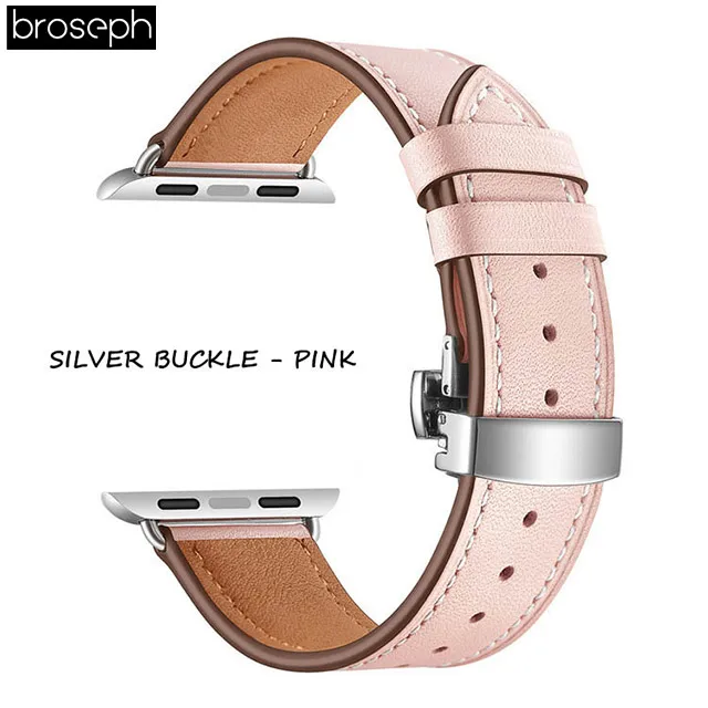 Pink-3 Ремешок с бабочкой для Apple Watch Series 4, 40 мм, 44 мм, ремешок из натуральной кожи, браслет для iwatch 3, 2, 1, 38 мм, 42 мм - Цвет ремешка: Pink-3