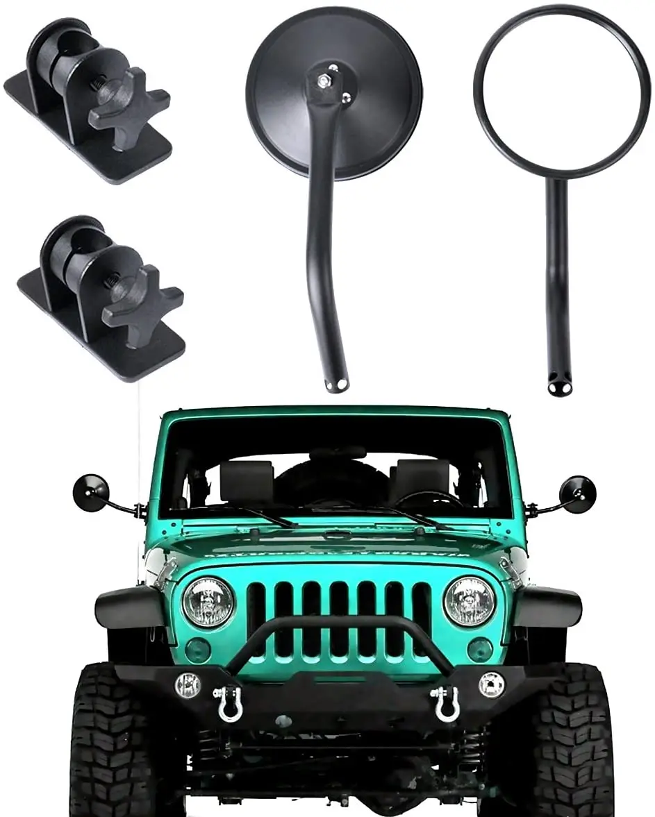 RearviewRoundSideMirrorsAdjustableSideViewMirrorsforJeep
