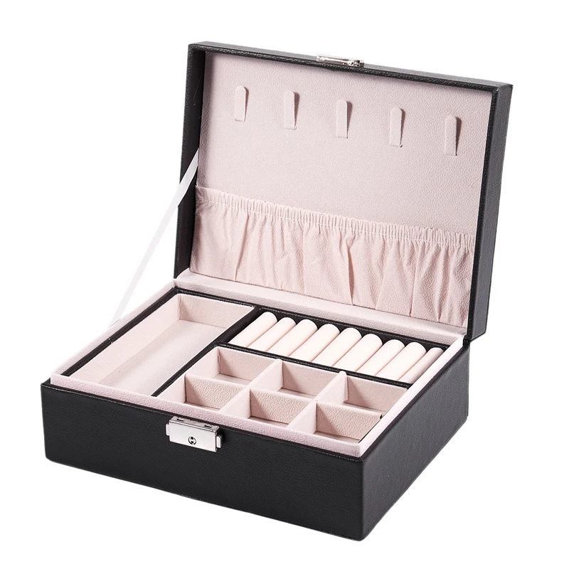 Double Storage Box Can Put Ring Necklace Earrings Jewelry PU Storage Box Glasses Watch Display Box