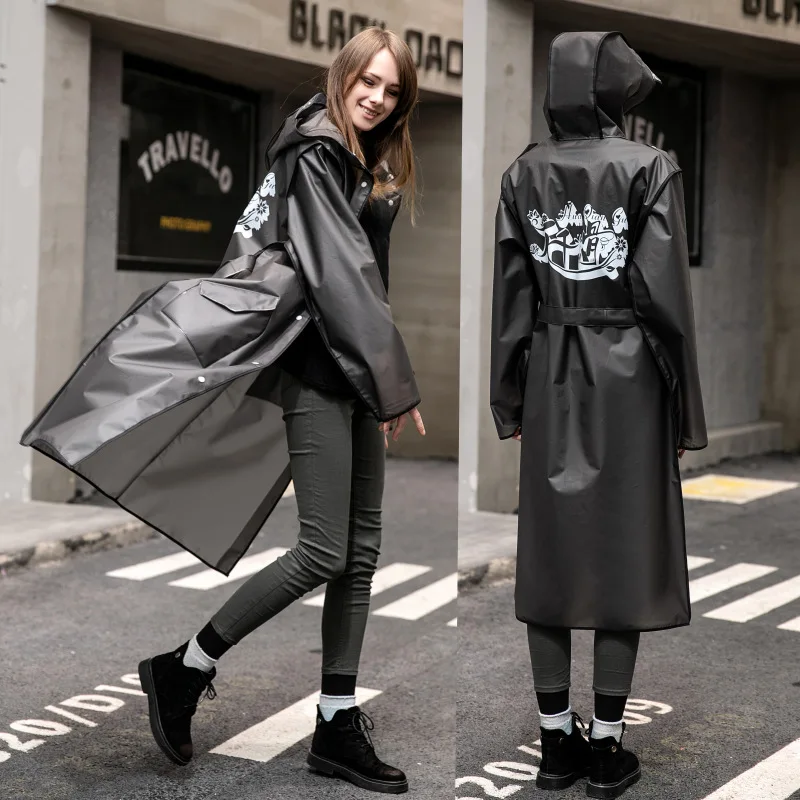 Chubasquero transparente para hombre y mujer, abrigo de lluvia EVA  transparente para pasarela, impermeable para viaje a la moda, color negro -  AliExpress