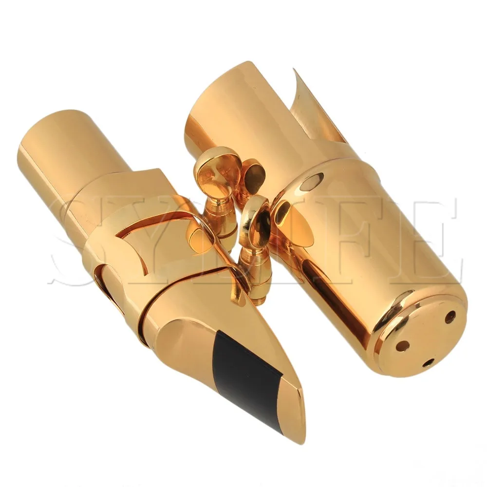 Tenor Saxophone Brass Mouthpiece with Cap and Ligature Size #7 Golden Plated | Спорт и развлечения