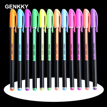 

Markers & Highlighters Pen 12 Colors Gel Pens Set Glitter For Adult Coloring Books Journals Drawing Doodling Art Markers Pens