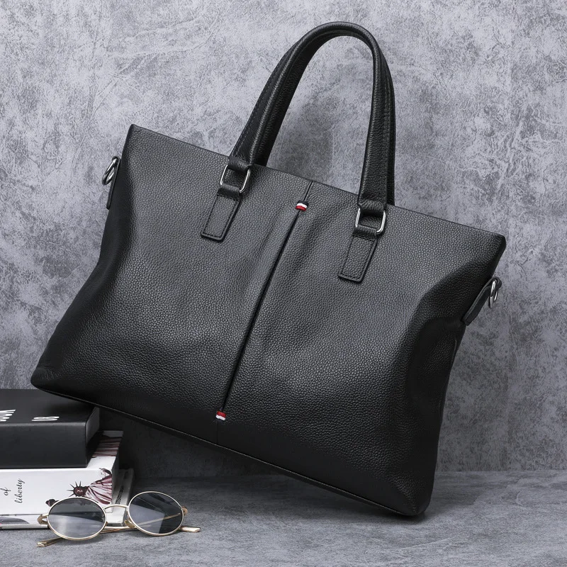 

2020 New Fashion Genuine Leather Men Briefcase Natural skin Business Bag Laptop Bags Korean Style Male Shoulder Messenger Bags