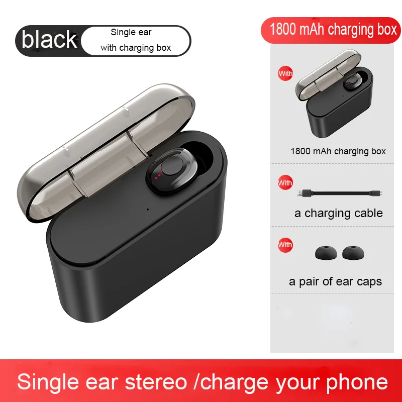 Single ear case X18 TWS Bluetooth V5.0 наушники беспроводные наушники стерео Спортивные Беспроводные наушники-вкладыши гарнитура 3600 мАч Мощность для iPhone 11 - Цвет: Single ear case