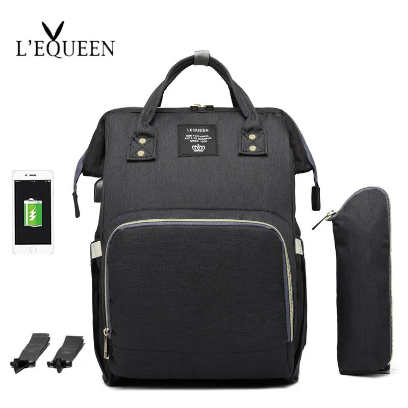 USB Black Рюкзак для подгузников, сумка для мам, Большая вместительная сумка для мам и детей, многофункциональные водонепроницаемые уличные дорожные сумки для подгузников для ухода за ребенком - Цвет: USB Black