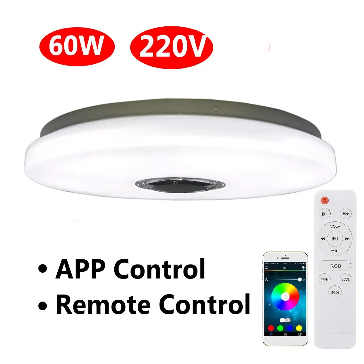 As shown Смарт-36/60 W RGB светодиодный Потолочные светильники Современные APP bluetooth Музыка лампы Гостиная Спальня Кухня осветительный прибор для поверхностного монтажа - Цвет корпуса: As shown