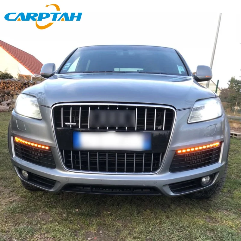 2pcs Car LED Daytime Running Light For Audi Q7 2006 2007 2008 2009 Yellow Turning Signal Light Car DRL Waterproof 12V Fog Lamp