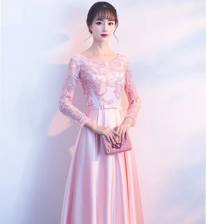 Женское свадебное платье с круглым вырезом, длина до пола, Cheongsam, роскошный элегантный банкет, длинное Восточное тонкое платье для выпускного вечера, Vestido XS-3XL