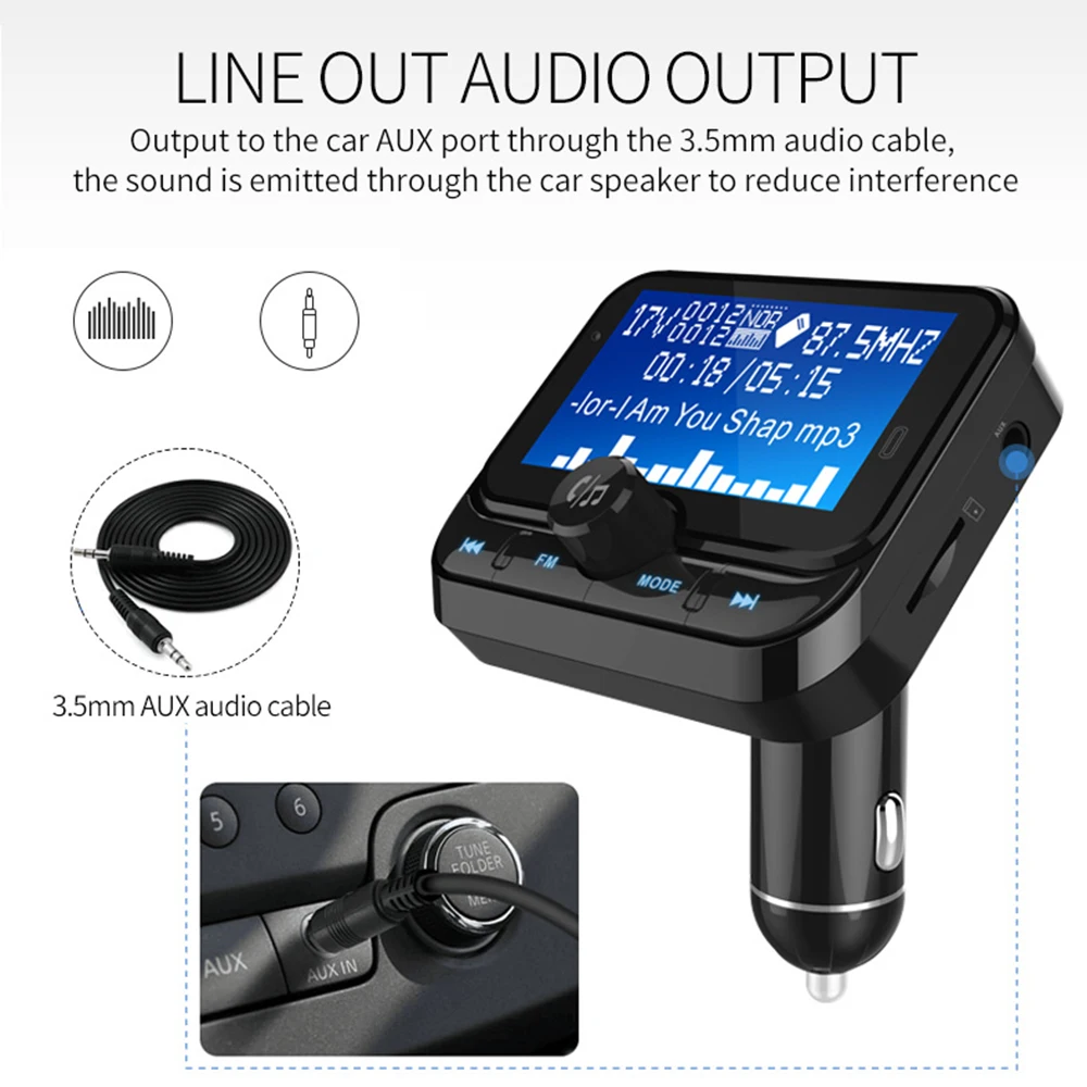 Carregador de Carro Bluetooth Player Carro Inteligente Transmissor fm Duplo Usb Handsfree Modulador Bc32 1.8 Lcd Mp3 10 Bc32 1.8