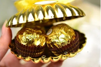 

Sea Shell wedding party favor holder chocolate gift candy boxes with butterfly knot Wedding Party shower Favors gifts 4 color