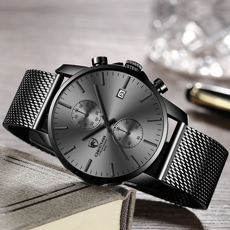 New CHEETAH Watches Top Brand Luxury Mens Fashion Stainless Steel Sport Quartz Watch Men Date Waterproof Clock Relogio Masculino