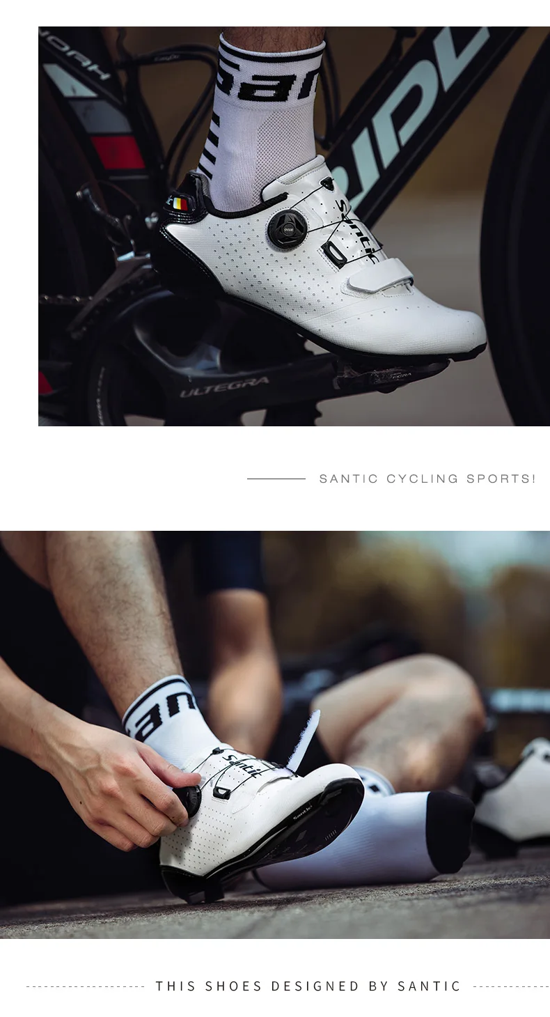 Santic Воздухопроницаемый углерод, Сверхлегкий Обувь для велоспорта самоблокирующаяся обувь для гоночного велосипеда обувь для шоссейного велосипеда спортивная обувь для верховой езды Ciclismo
