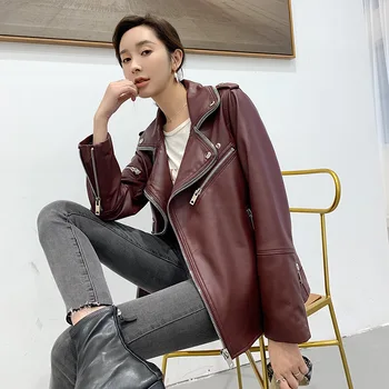 

FMFSSOM 2020 Hot Sale Soft Faux Leather Jacket Women New Spring Autumn Biker Jacket Short Basic Coat Zippers Outwear