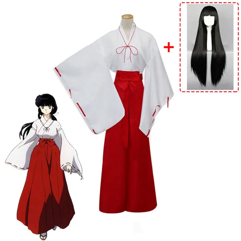 Anime-Inuyasha-Kikyo-Cosplay-Costume-Female-Japanese-Kimono-Set-Campanulaceae-Cosplay-Halloween-Costume-Top-Skirt-Wig