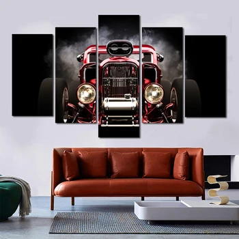 

RELIABLI ART 5 Panels/Set Classic Red Car Pictures Canvas Painting Wall Art For Living Room Posters And Prints Home Decoration