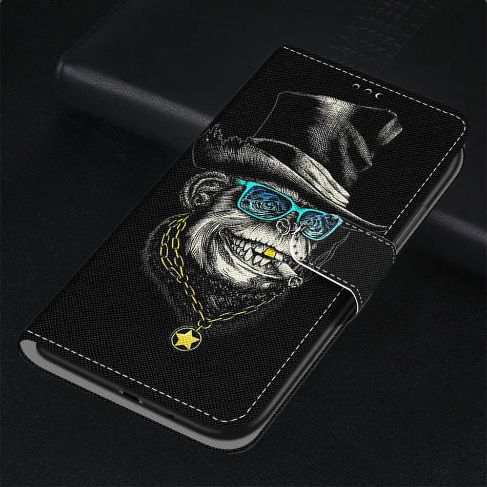 Кожаный флип-чехол Funda милый модный чехол для телефона для huawei Y3 Y5 II Y6 Y7 Y9 наслаждаться 10 8 плюс P7 лягушка котенок щенок DP08F