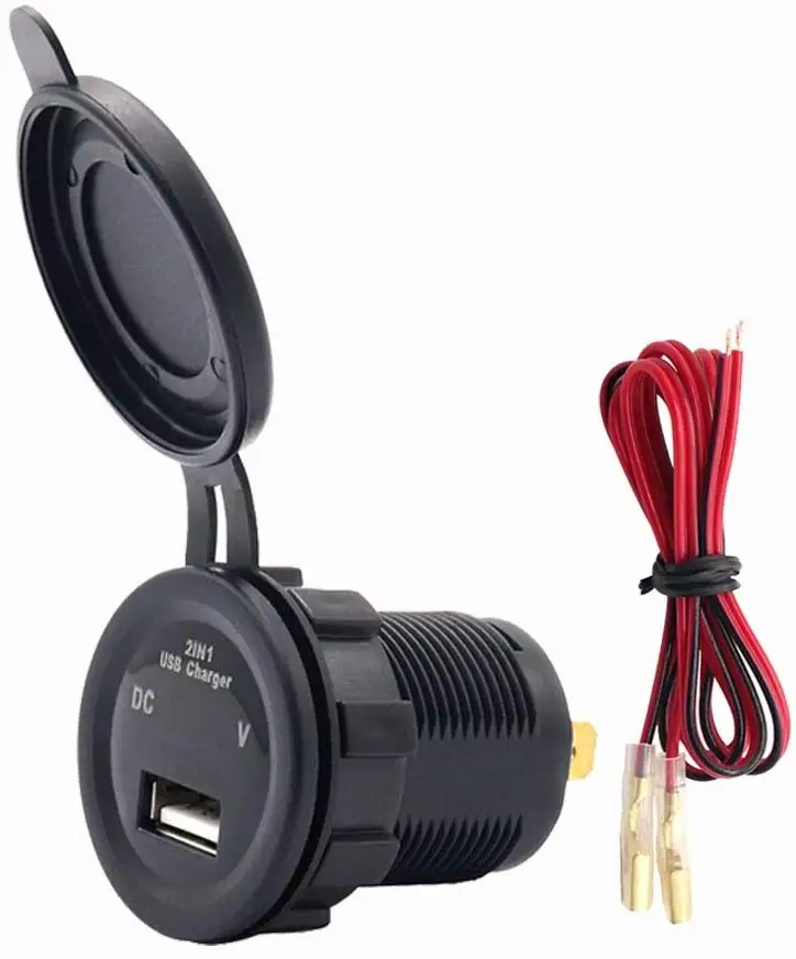 Мотоцикл USB вольтметр 2 в 1 USB зарядное устройство 2 а для автомобильного телефона с красным светодиодный