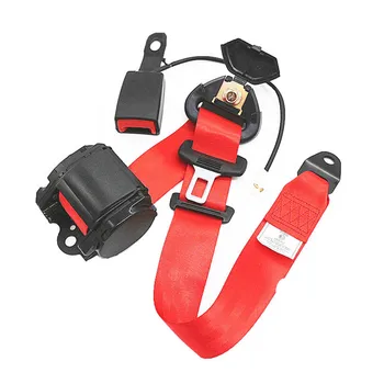 

1 Piece 3Point Retractable Car Safety Seat Belt Lap with Curved Rigid Buckle Warning Cable