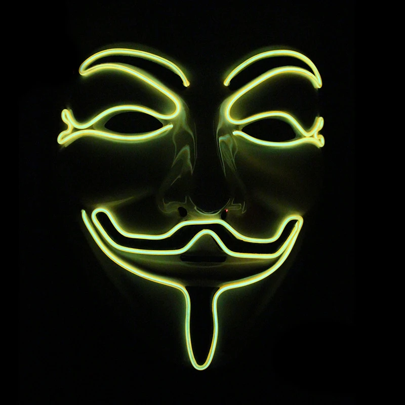 Маска Анонимус Вендетта EL проволочные маски мигает Косплей Аниме Led Маска Костюм для карнавала вечерние светящиеся танцы Хэллоуин реквизит