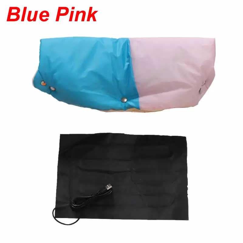 Blue Pink Зимний теплый USB нагреватель варежки на коляску грелка коляска муфта Руки Водонепроницаемый E65D - Цвет: Blue Pink