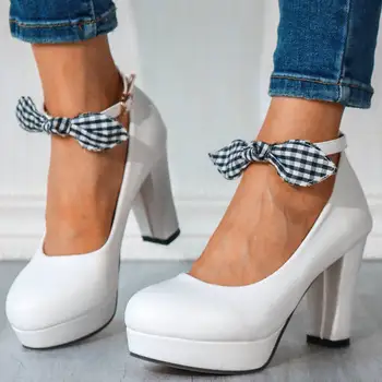 

SaraIris High Block Heels Pumps Women Elegant Ol Shallow Heeled Pumps Ladies Concise Platform Shoes