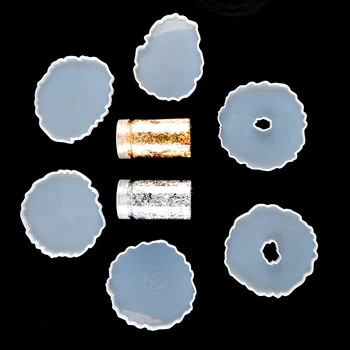 

Large Creative Resin Mold Six Large-scale Irregular Pattern Epoxy Silicone Mold With Gold Foil Paper For Making Cup Mat